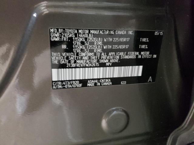 Photo 10 from auction – 2015 TOYOTA RAV4 LE with VIN 2T3BFREV7FW342615