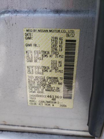 Photo 10 from auction – 2012 NISSAN FRONTIER S with VIN 1N6AD0ER5CC461369