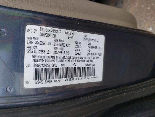 Photo 10 from auction – 2002 DODGE GRAND CARA with VIN 1B8GP24372B615819