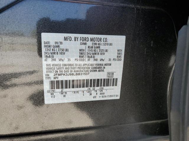 Photo 10 from auction – 2020 FORD EDGE SEL with VIN 2FMPK3J98LBB31537