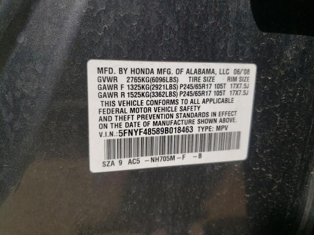 Photo 10 from auction – 2009 HONDA PILOT EXL with VIN 5FNYF48589B018463