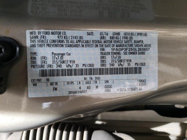 Photo 10 from auction – 2016 FORD FOCUS SE with VIN 1FADP3F25GL265857