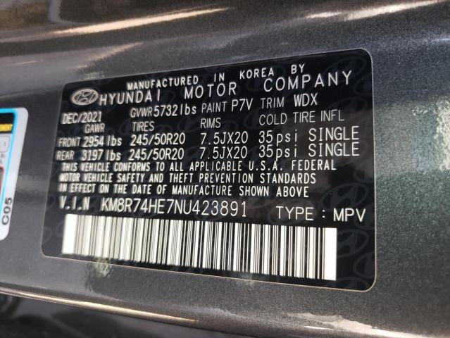 Photo 10 from auction – 2022 HYUNDAI PALISADE C with VIN KM8R74HE7NU423891