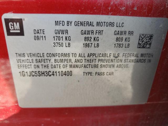 Photo 10 from auction – 2012 CHEVROLET SONIC LT with VIN 1G1JC5SH3C4110400