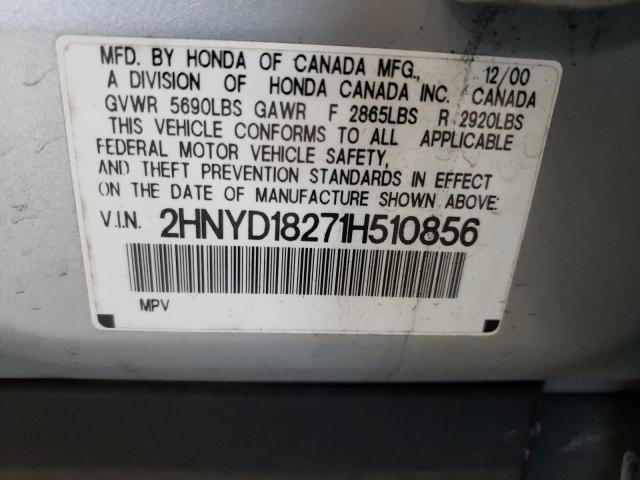 Photo 10 from auction – 2001 ACURA MDX with VIN 2HNYD18271H510856