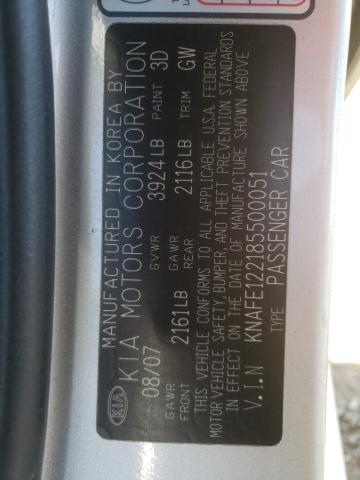 Photo 10 from auction – 2008 KIA SPECTRA EX with VIN KNAFE122185500051