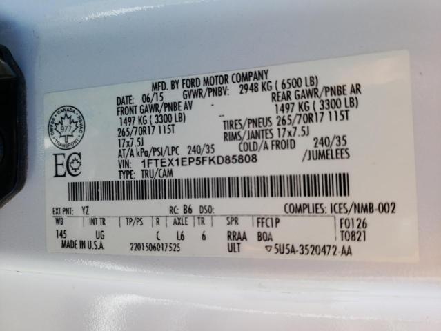 Photo 10 from auction – 2015 FORD F150 SUPER with VIN 1FTEX1EP5FKD85808