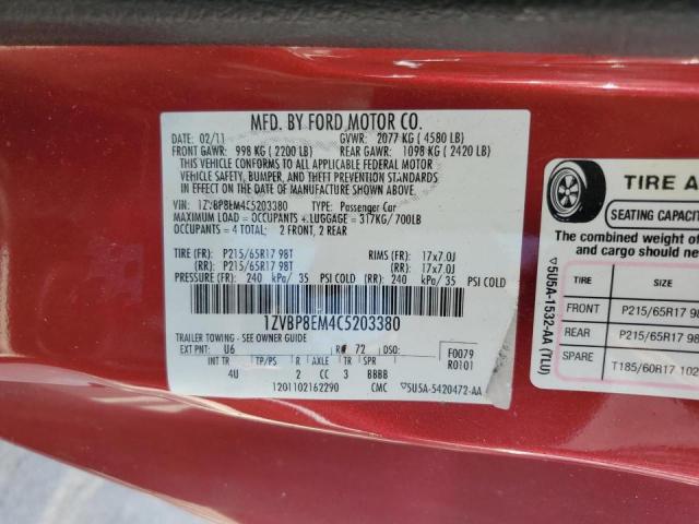 Photo 10 from auction – 2012 FORD MUSTANG with VIN 1ZVBP8EM4C5203380