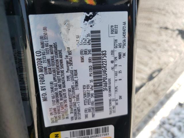 Photo 10 from auction – 2016 FORD FUSION SE with VIN 3FA6P0LU4GR227583