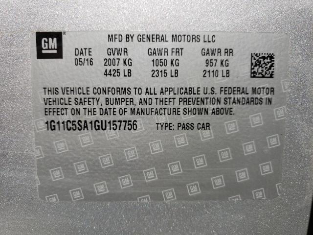Photo 10 from auction – 2016 CHEVROLET MALIBU LIM with VIN 1G11C5SA1GU157756