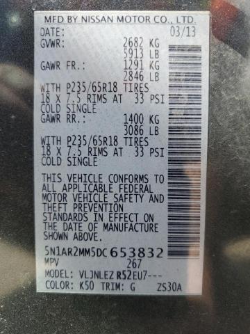Photo 10 from auction – 2013 NISSAN PATHFINDER with VIN 5N1AR2MM5DC653832