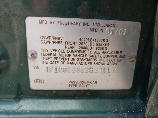 Photo 10 from auction – 2002 SUBARU IMPREZA with VIN JF1GG65522G801188