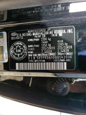 Photo 10 from auction – 2016 KIA SORENTO SX with VIN 5XYPKDA10GG142036