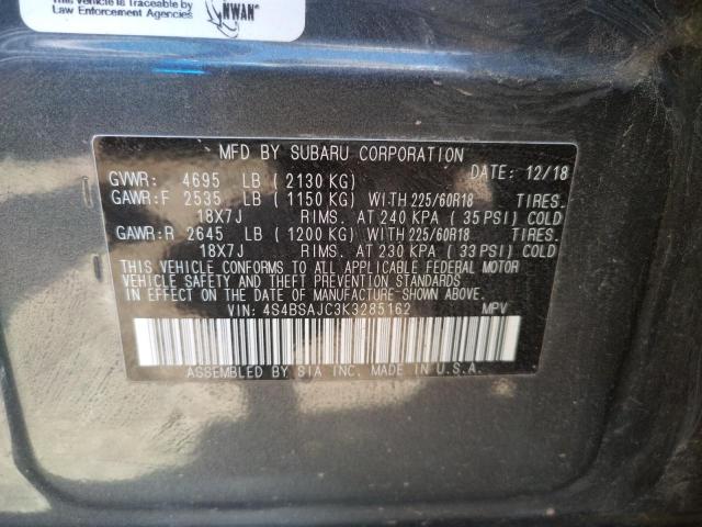 Photo 10 from auction – 2019 SUBARU OUTBACK 2. with VIN 4S4BSAJC3K3285162