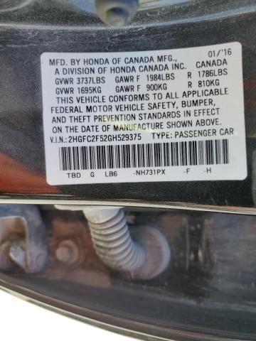Photo 10 from auction – 2016 HONDA CIVIC LX with VIN 2HGFC2F52GH529375