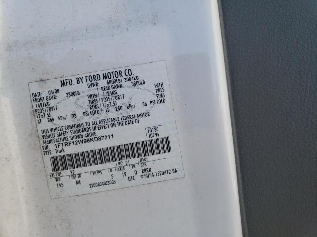 Photo 10 from auction – 2008 FORD F150 with VIN 1FTRF12W98KD87211