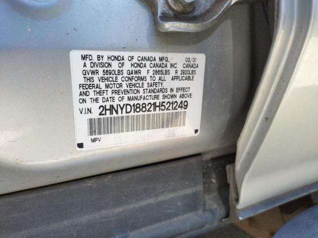 Photo 10 from auction – 2001 ACURA MDX with VIN 2HNYD18821H521249