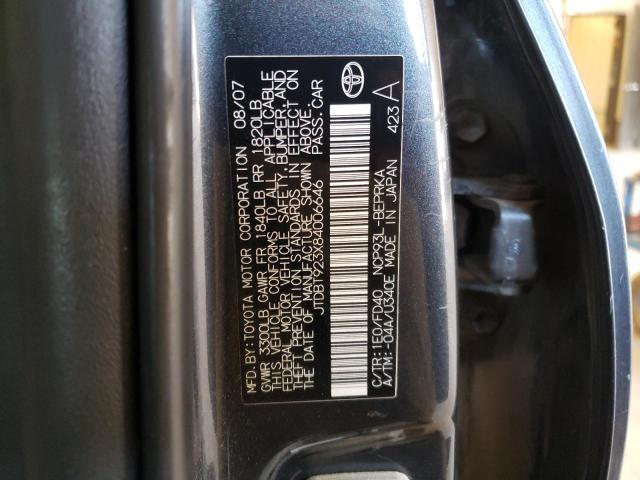 Photo 10 from auction – 2008 TOYOTA YARIS with VIN JTDBT923X84006646