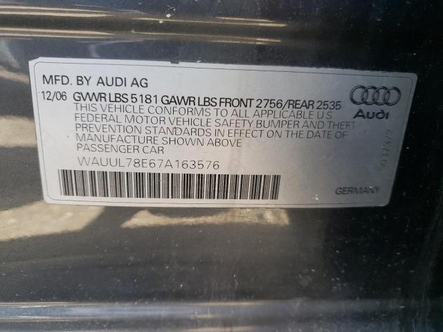 Photo 10 from auction – 2007 AUDI NEW S4 AVA with VIN WAUUL78E67A163576
