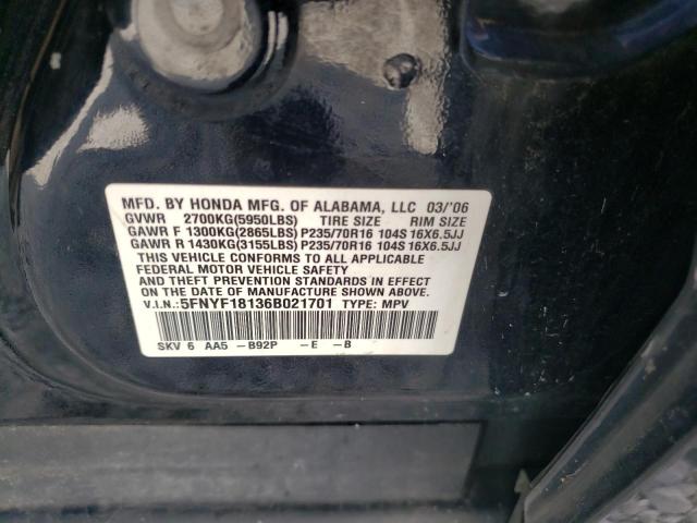 Photo 10 from auction – 2006 HONDA PILOT LX with VIN 5FNYF18136B021701