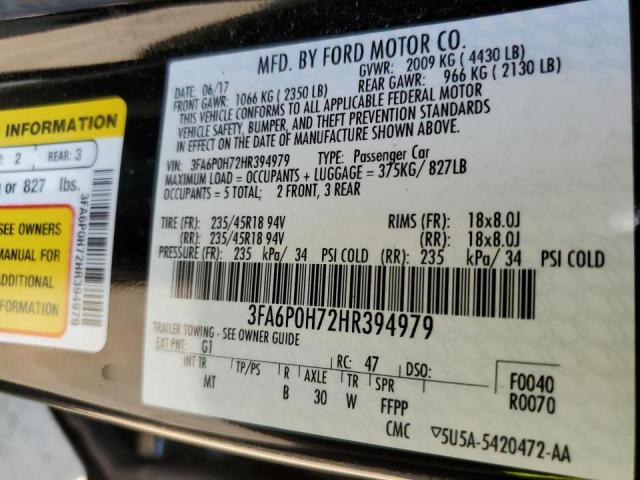 Photo 10 from auction – 2017 FORD FUSION SE with VIN 3FA6P0H72HR394979