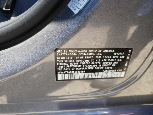 Photo 10 from auction – 2014 VOLKSWAGEN PASSAT S with VIN 1VWAT7A39EC043056