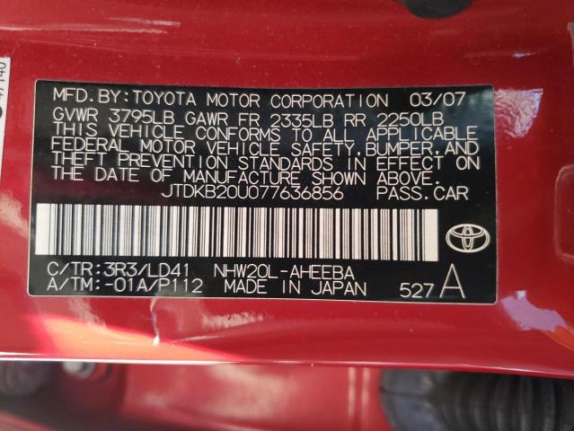 Photo 10 from auction – 2007 TOYOTA PRIUS with VIN JTDKB20U077636856
