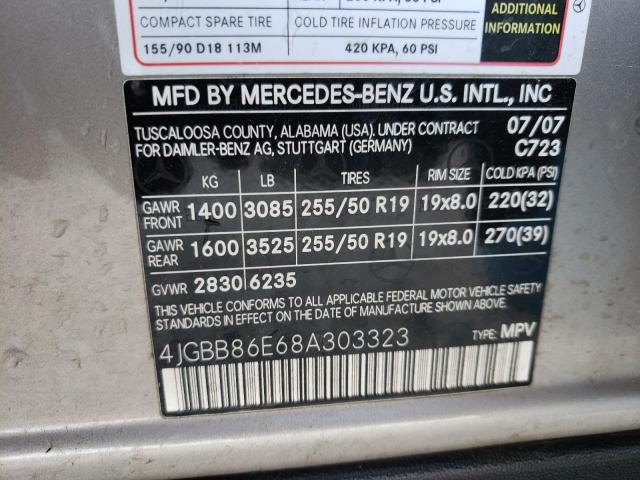 Photo 10 from auction – 2008 MERCEDES-BENZ ML 350 with VIN 4JGBB86E68A303323