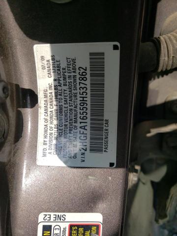 Photo 10 from auction – 2009 HONDA CIVIC LX with VIN 2HGFA16559H537862