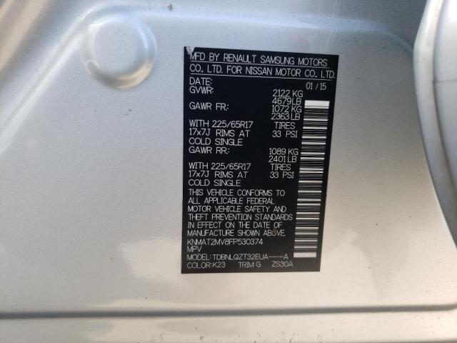 Photo 10 from auction – 2015 NISSAN ROGUE S with VIN KNMAT2MV8FP530374
