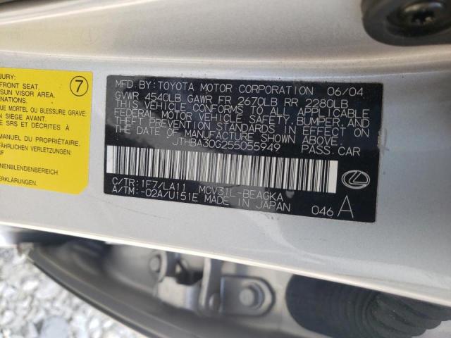 Photo 10 from auction – 2005 LEXUS ES 330 with VIN JTHBA30G255055949