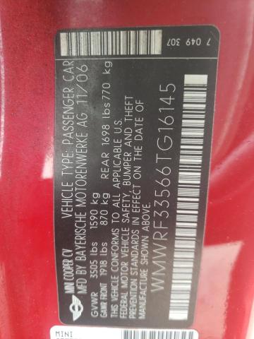 Photo 10 from auction – 2006 MINI COOPER with VIN WMWRF33566TG16145