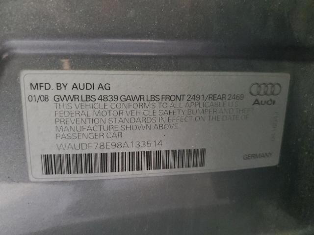 Foto 10 de la subasta – 2008 AUDI A4 2.0T QU con VIN WAUDF78E98A133514