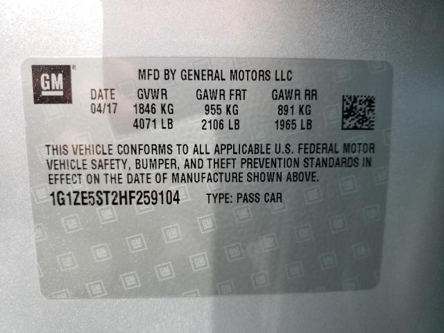 Photo 10 from auction – 2017 CHEVROLET MALIBU LT with VIN 1G1ZE5ST2HF259104