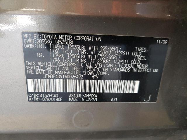Photo 10 from auction – 2010 TOYOTA RAV4 with VIN JTMBF4DV1AD026492