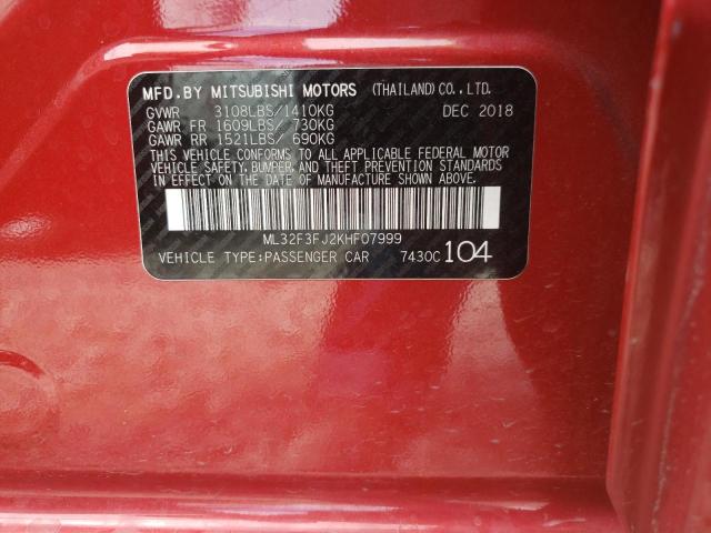 Photo 10 from auction – 2019 MITSUBISHI MIRAGE G4 with VIN ML32F3FJ2KHF07999