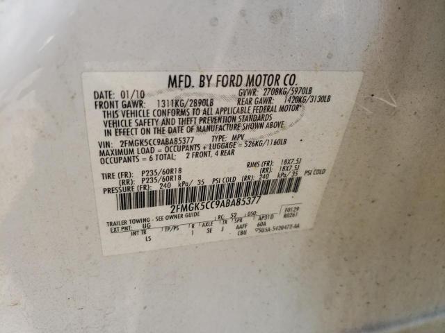 Photo 10 from auction – 2010 FORD FLEX SEL with VIN 2FMGK5CC9ABA85377