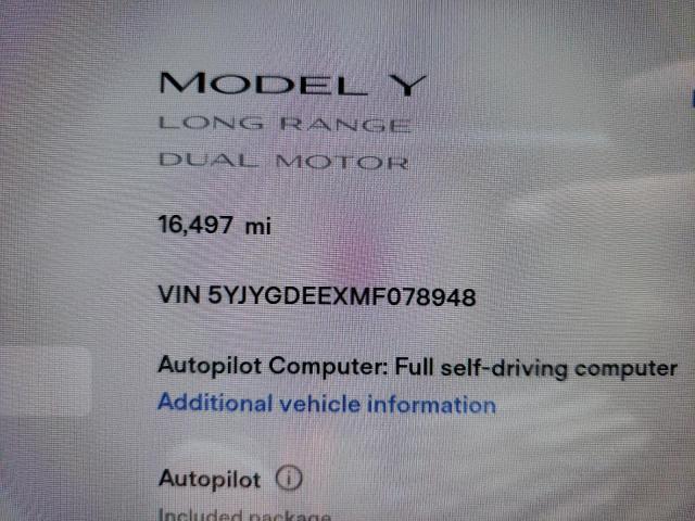 Photo 8 from auction – 2021 TESLA MODEL Y with VIN 5YJYGDEEXMF078948