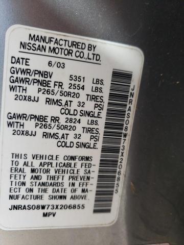 Photo 10 from auction – 2003 INFINITI FX35 with VIN JNRAS08W73X206855