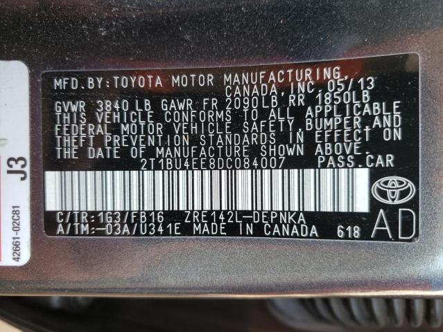 Photo 10 from auction – 2013 TOYOTA COROLLA BA with VIN 2T1BU4EE8DC084007