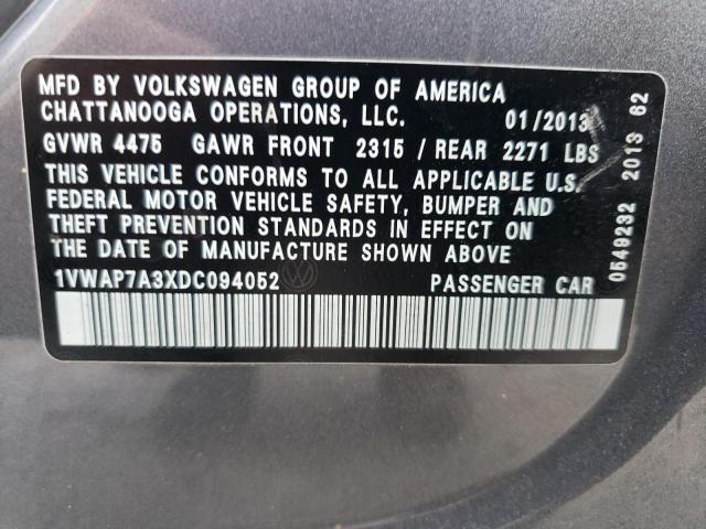 Photo 10 from auction – 2013 VOLKSWAGEN PASSAT S with VIN 1VWAP7A3XDC094052