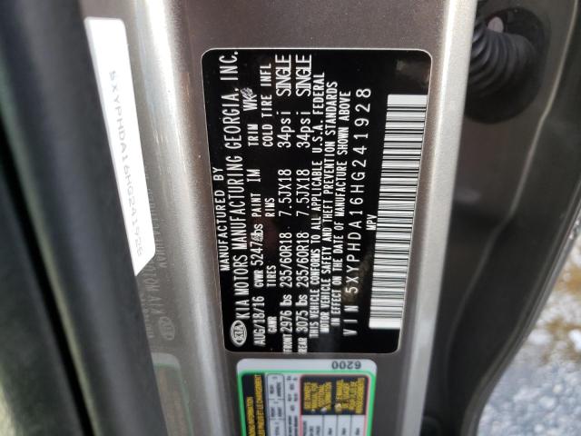 Photo 10 from auction – 2017 KIA SORENTO EX with VIN 5XYPHDA16HG241928