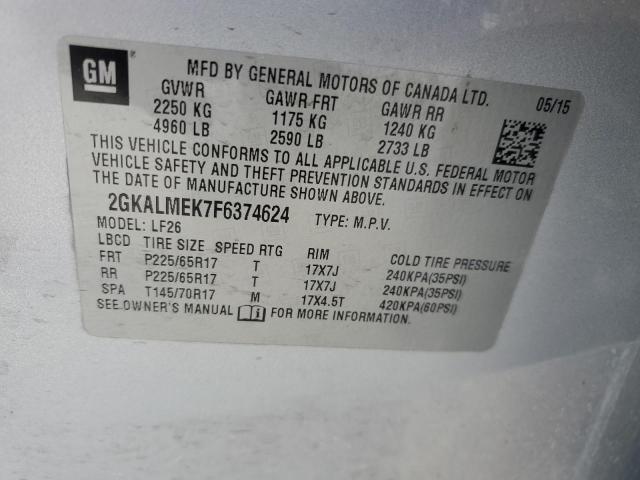 Photo 10 from auction – 2015 GMC TERRAIN SL with VIN 2GKALMEK7F6374624
