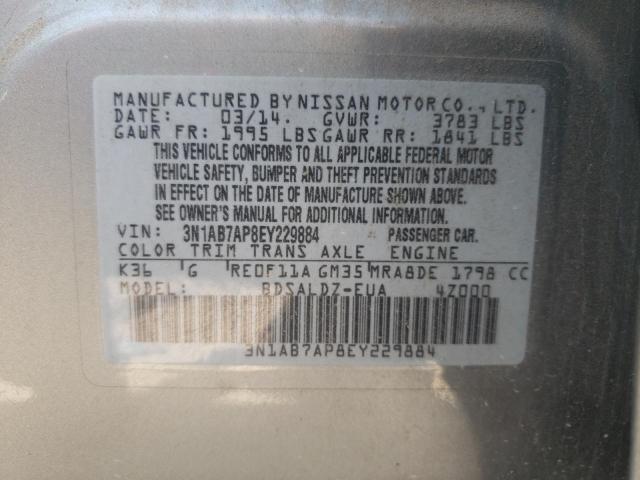 Photo 10 from auction – 2014 NISSAN SENTRA S with VIN 3N1AB7AP8EY229884