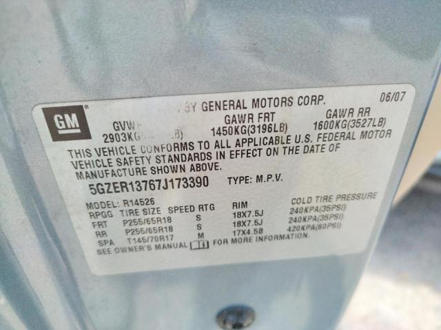 Photo 10 from auction – 2007 SATURN OUTLOOK XE with VIN 5GZER13767J173390