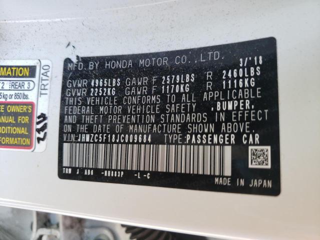 Photo 10 from auction – 2018 HONDA CLARITY with VIN JHMZC5F18JC009684