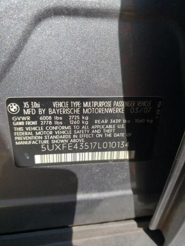 Photo 10 from auction – 2007 BMW X5 3.0I with VIN 5UXFE43517L010134
