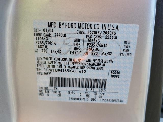 Photo 10 from auction – 2005 FORD ESCAPE LIM with VIN 1FMYU94165KA11610