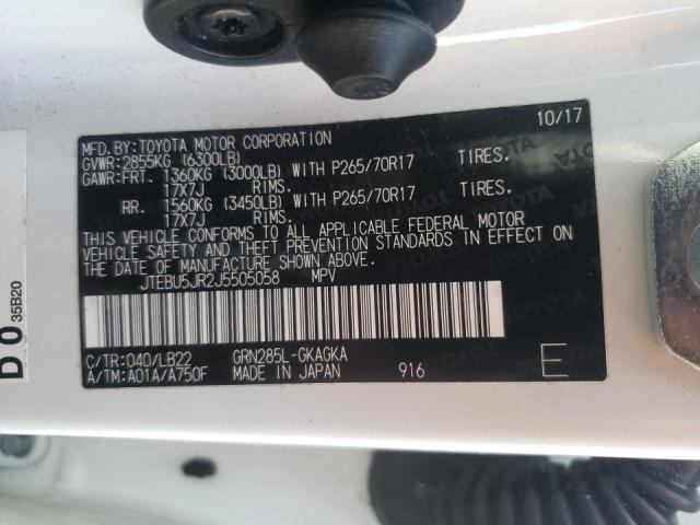 Photo 10 from auction – 2018 TOYOTA 4RUNNER SR with VIN JTEBU5JR2J5505058