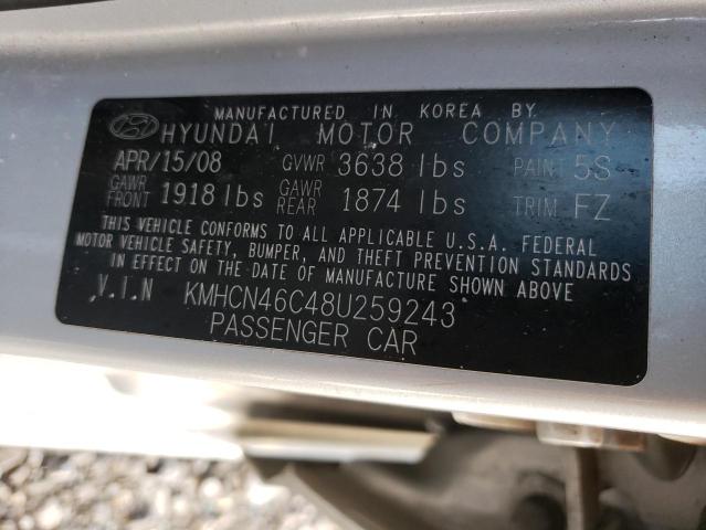 Photo 10 from auction – 2008 HYUNDAI ACCENT GLS with VIN KMHCN46C48U259243
